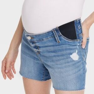 Under Belly Midi Maternity Jean Shorts - Isabel Maternity by Ingrid & Isabel